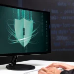 computer monitor met beveiliging in beeld